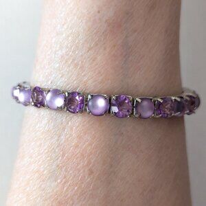 Purple Rhinestone Expansion Bracelet Stackable Layered Bold Vintage Jewelry Gift